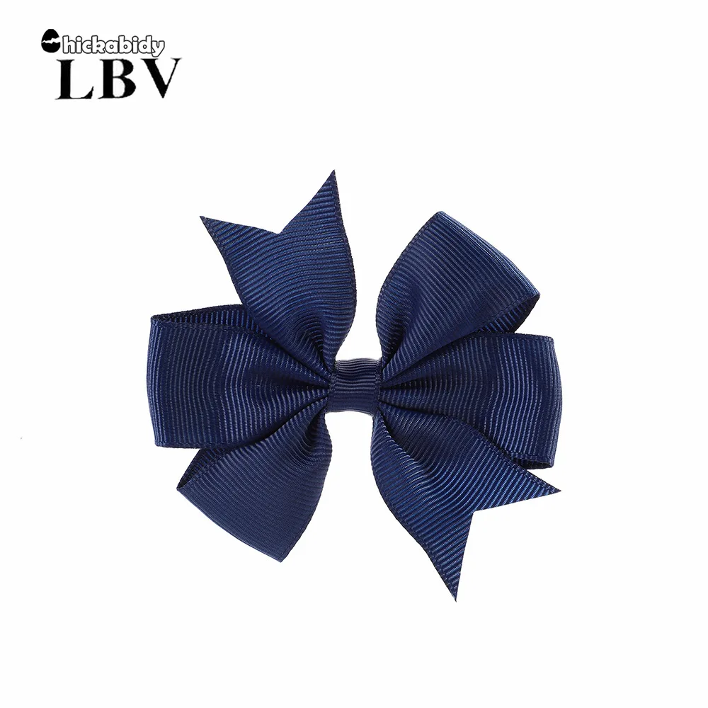 3\'\' Solid Ribbon Bowknot Hair Clips for Baby Girls Handmade Bows Hairpins Barrettes Headwear Kids Hair Accessories