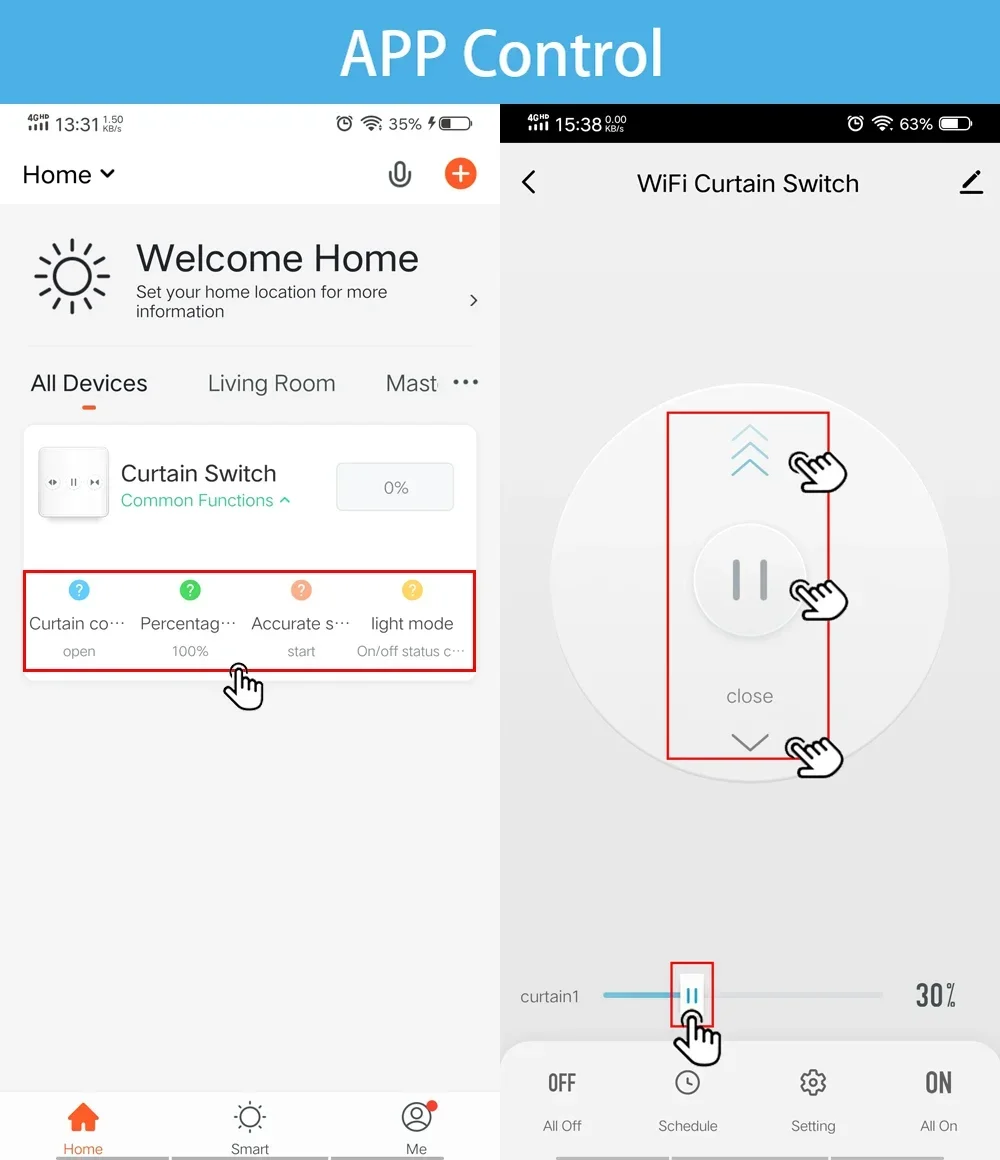 Interruptor de cortina inteligente para persianas enrollables motorizadas, Control remoto por aplicación Tuya, funciona con Alexa, Google Home y Siri