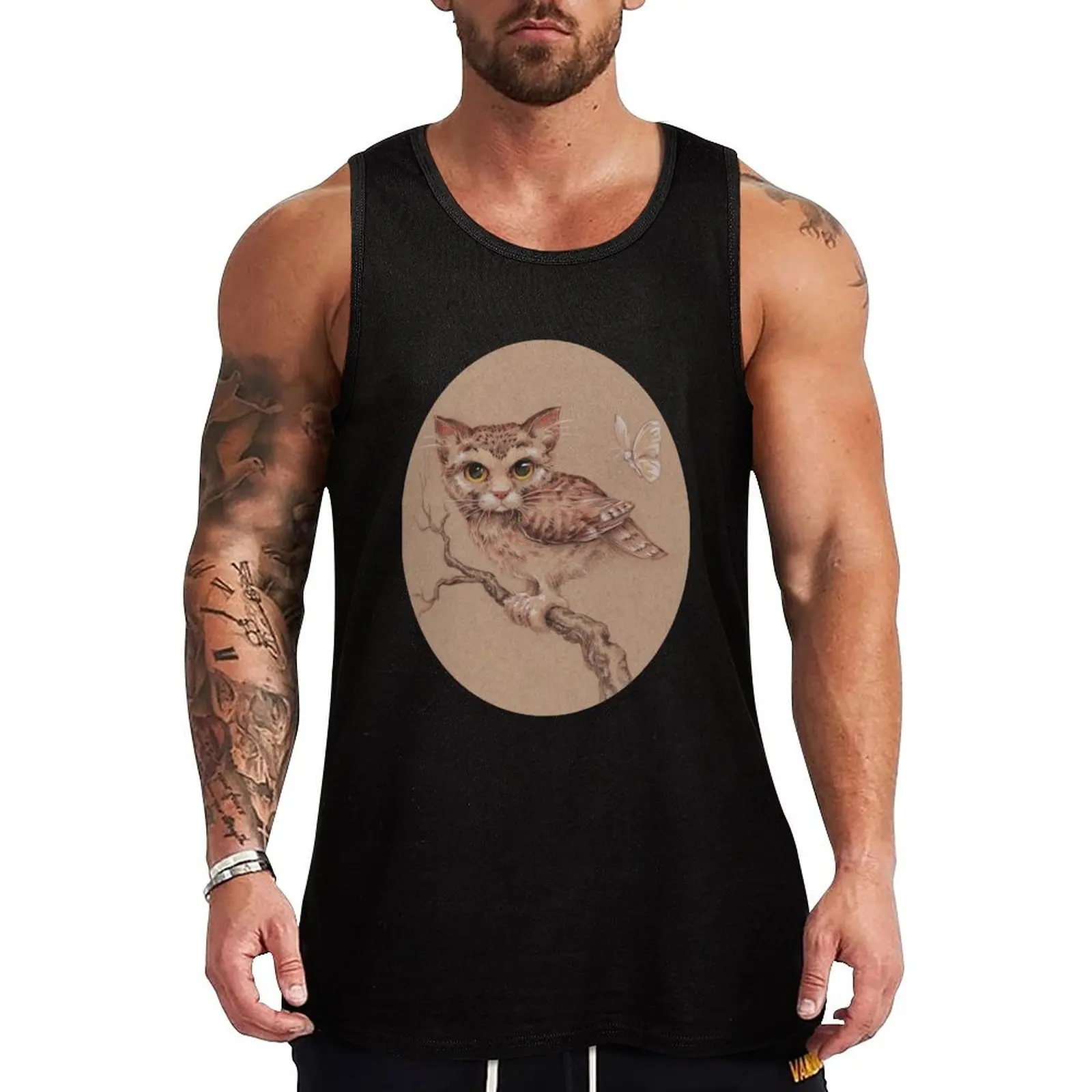 

Meowl and Moth - a treetop encounter Tank Top best selling products mens clothing sexy clothes men summer Men's tops