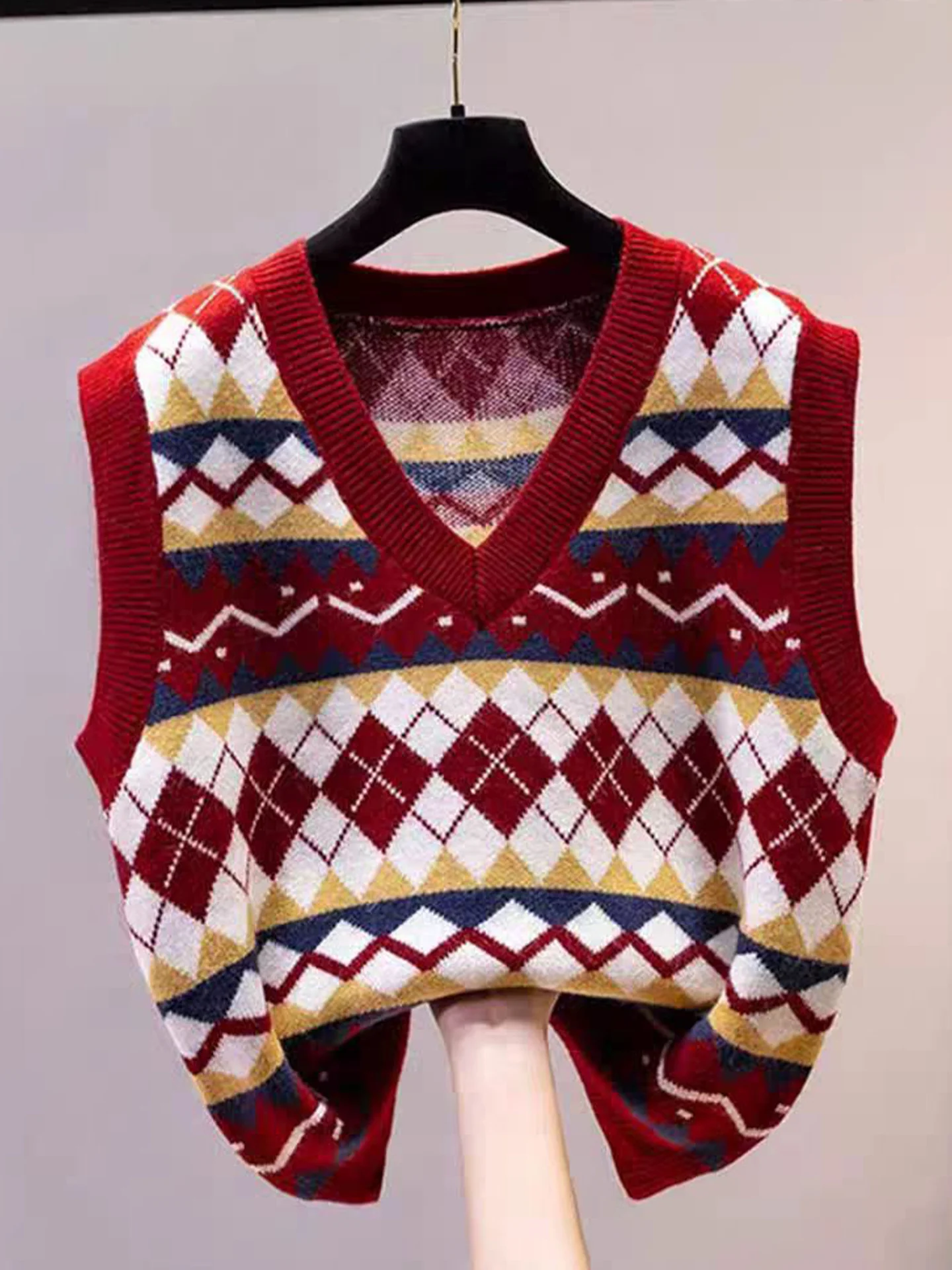 

Вязаный жилет Ele для женщин: комфортный, дышащий, для многослойных осенних образов, с V-образным вырезом, влагоотводящий