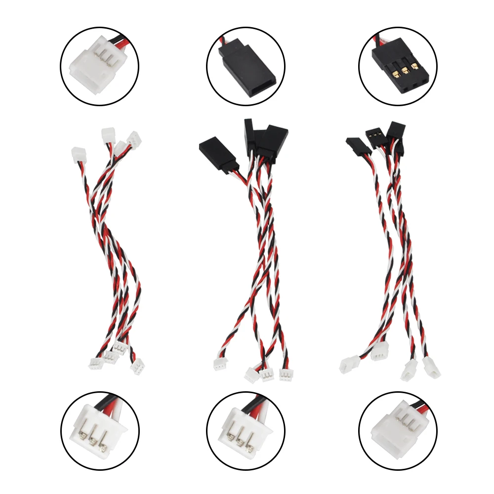 4PCS JST 1.5mm 3Pins Male to JR Servo Plug Converter Wire For RC Mini-z Racing Mosquito Drift Car Sanwa Futaba NB4 Mini Receiver