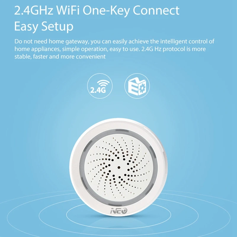 2X Temperature Humidity Alarm Sensor Wifi Siren Tuya Smart Life App Work With For ECHO Alexa Google Home IFTTT