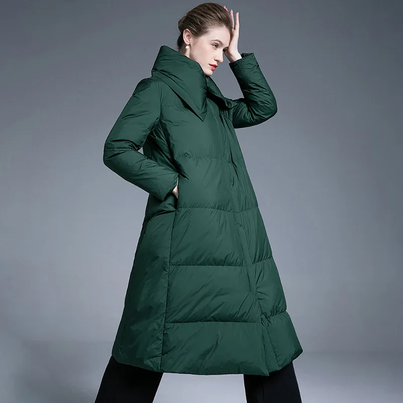 Winter New Down Jacket for Women Thicken Cape Style Loose Over The Kneen White Duck Down Coat Parkas High-Quality Puffer Jacket