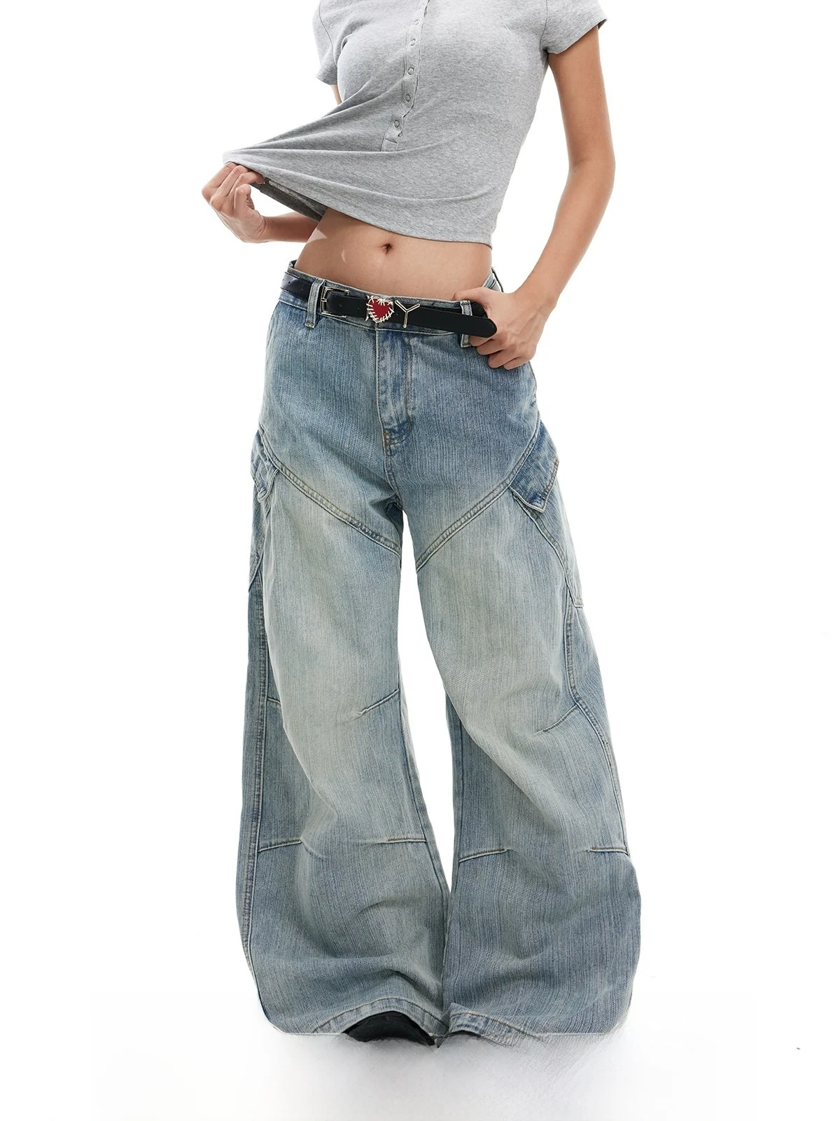 

Джинсы Waed American Retro Denim, женские свободные повседневные прямые брюки, осенние модные брюки с эффектом похудения