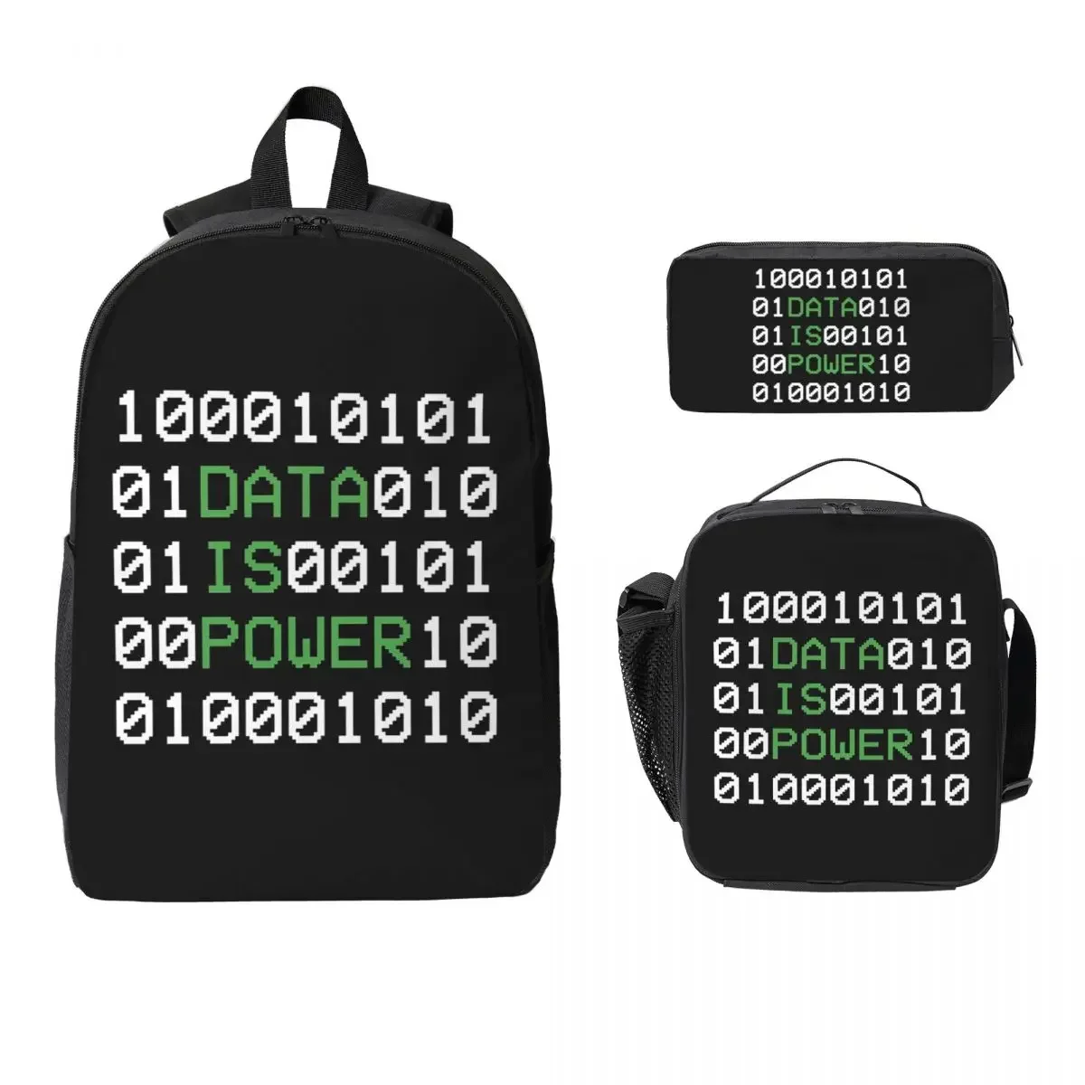 Hacker Code Binary Code Geek Science Computer Backpack BookBag School Bag Laptop Shoulder Bags 3ps Lunch Bag Pencil Case