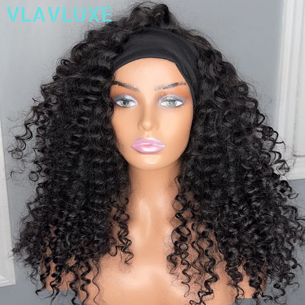 Wear To Go 100% Human Hair Wig Headband Wig Full Machine Made Wig For Black Women Jerry Curly Wig 400 Density No Glue 10-18 Inch