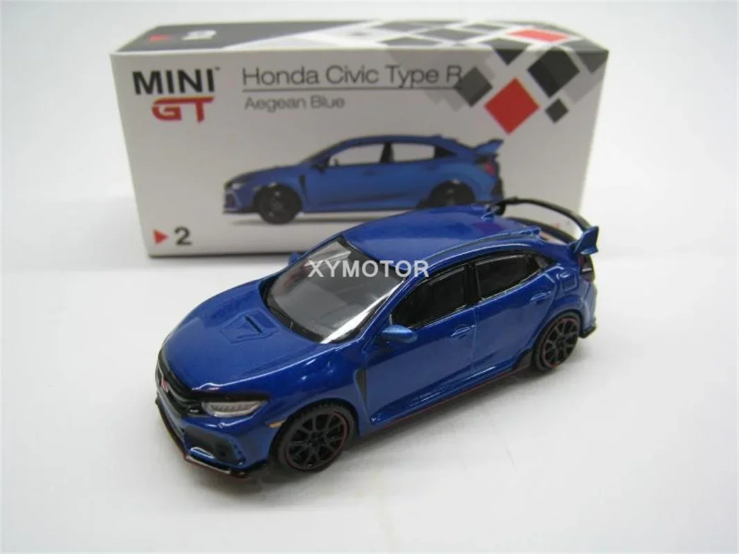 TSM MINI GT 1/64 For Honda Civic Type R FK8 Metal Diecast Model Car Gifts Display Blue/White