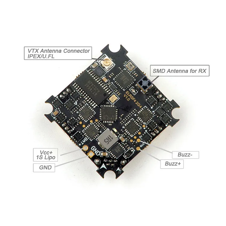 Happymodel ELRS F4 2G4 AIO Flight Controller, Built-in 2.4GHz ELRS Receiver, 5-in-1 for Tiny Whoop