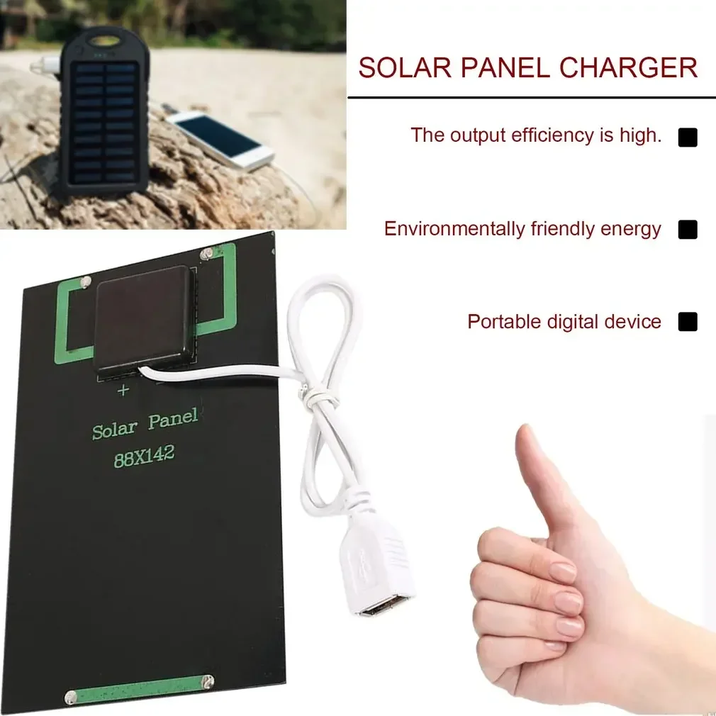 5W 6V Solar Panel Battery Charger DIY Solar Module with USB Port Foldable Portable Outdoor Solar Charging Board for Mobile Phone