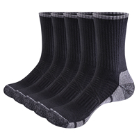 YUEDGE 5 Pairs Men's Cotton Breathable Cushion Mid Calf Casual Athletic Sports Socks For Men Size 37-46