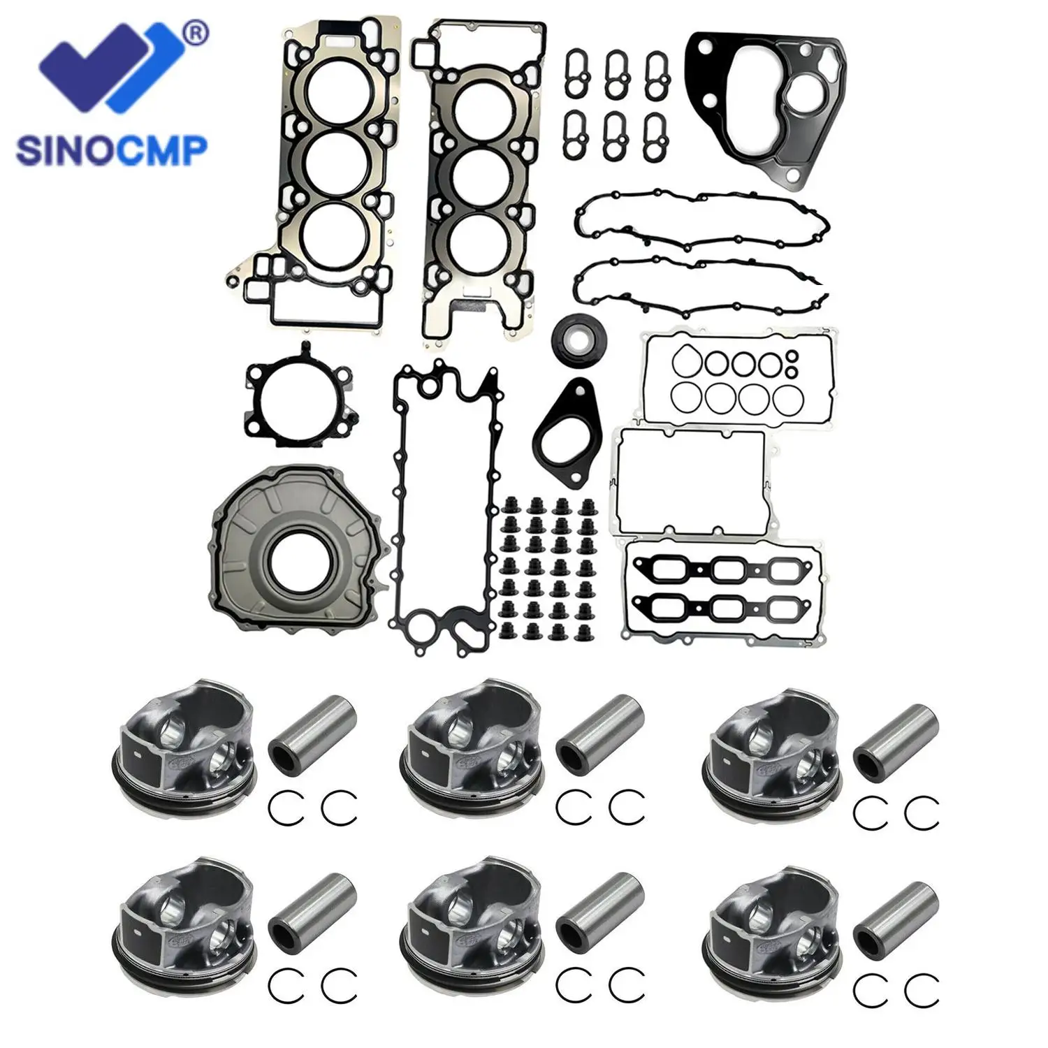 AJ126 Engine Rebuild Kit Overhaul Gasket Seal Kit & Piston Set For Jaguar F-Pace F-Type XE XF XJ Range Rover 3.0L V6