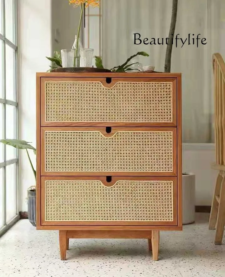 Three-Bucket Cabinet  Six Chest of Drawer Sofa Side Cabinet Internet Celebrity Rattan Bed & Breakfast Storage Cabinet