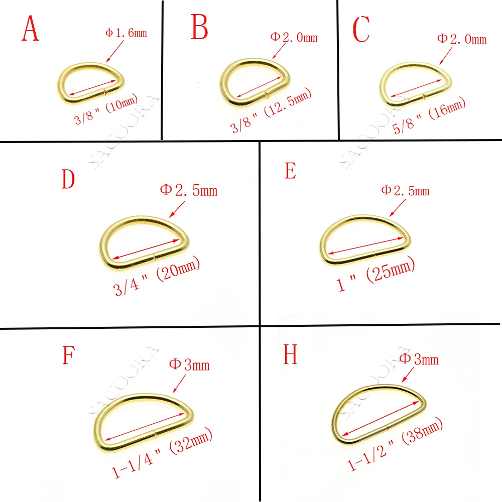 10 pz Metallo Non Saldato D Anello Semi Anello Fibbia Regolabile fibbia della cintura Per Zaini Cinghie Dee Fibbie Accessori FAI DA TE