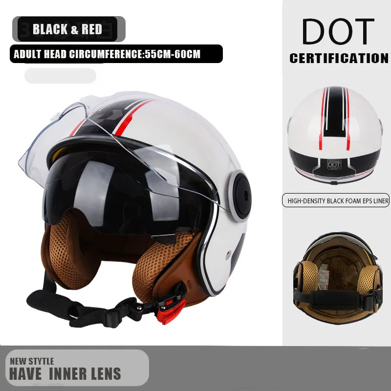 DOT gecertificeerde vintage open helm motorfiets open helm retro 3/4 helm cruise casco casque moto heren dames