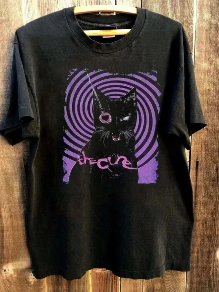 The Cure Music Rock Band T-Shirt Black Cat Rare design Unise