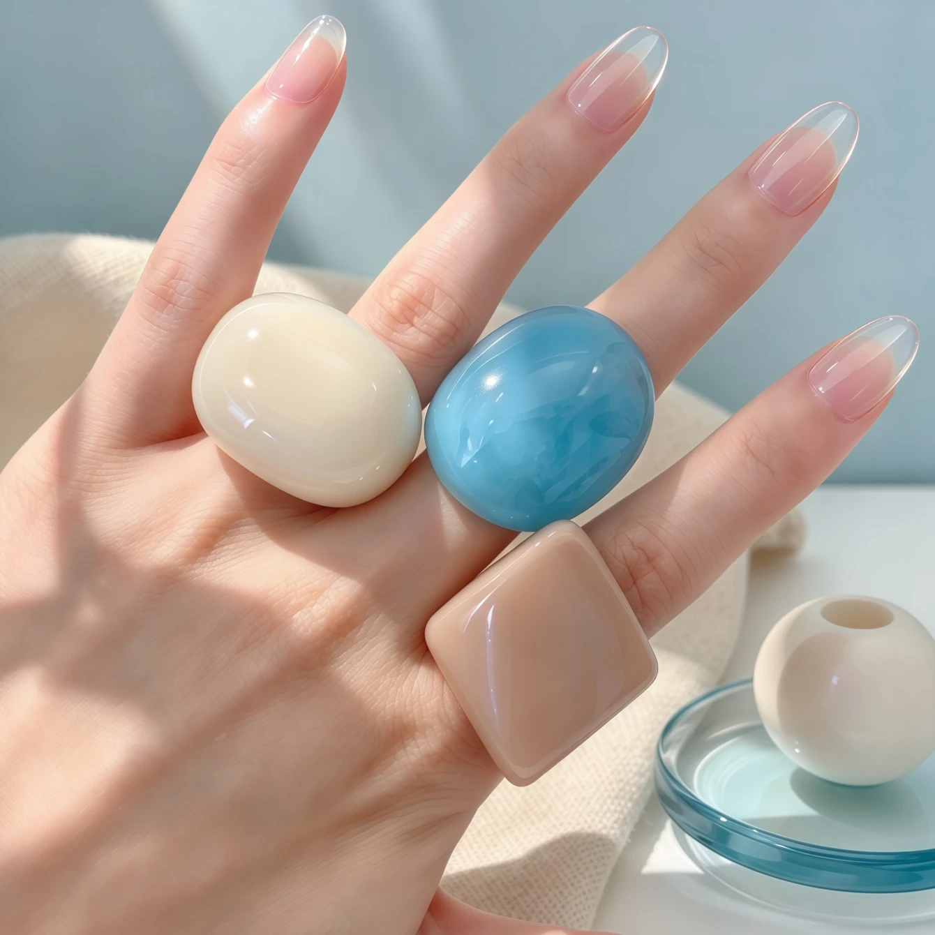 Fashion Colorful Glossy Transparent Resin Rings For Women Mix Style Trendy Simple Personality Daily Jewelry Party Gifts
