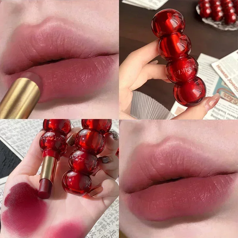 กันน้ํากํามะหยี่ลิปสติกสวมใส่ Longstay Lip Stick Long-Lasting Matte Nude Lip Glaze Non-Stick แต่งหน้า Lip Tint เครื่องสําอาง