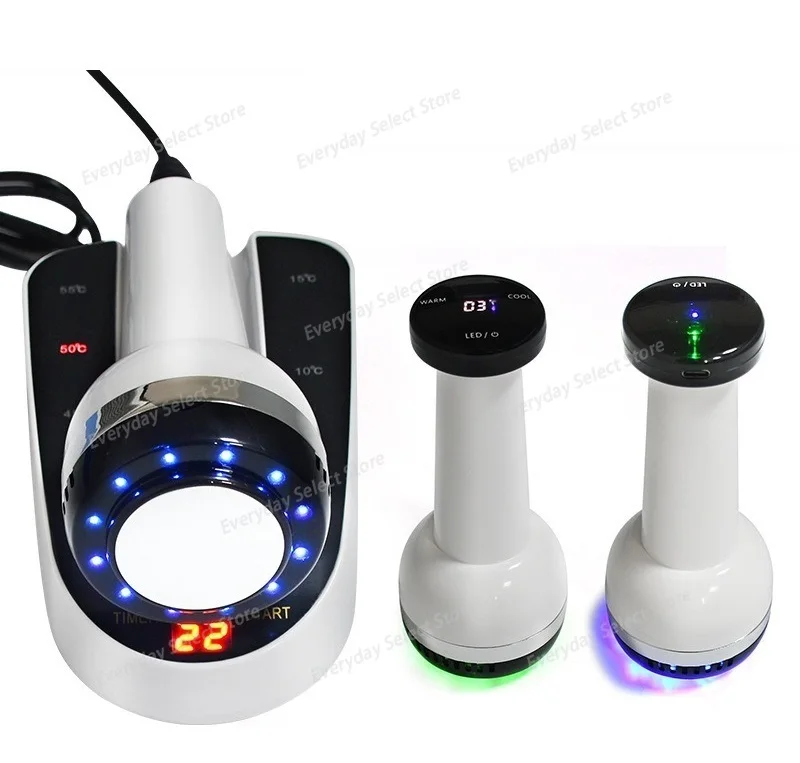 Hot Cold Hammer, Ice Facial Introducer, Red Blue Light cold Compress Instrument Vibration Cryo‑introduction Facial Beauty Device