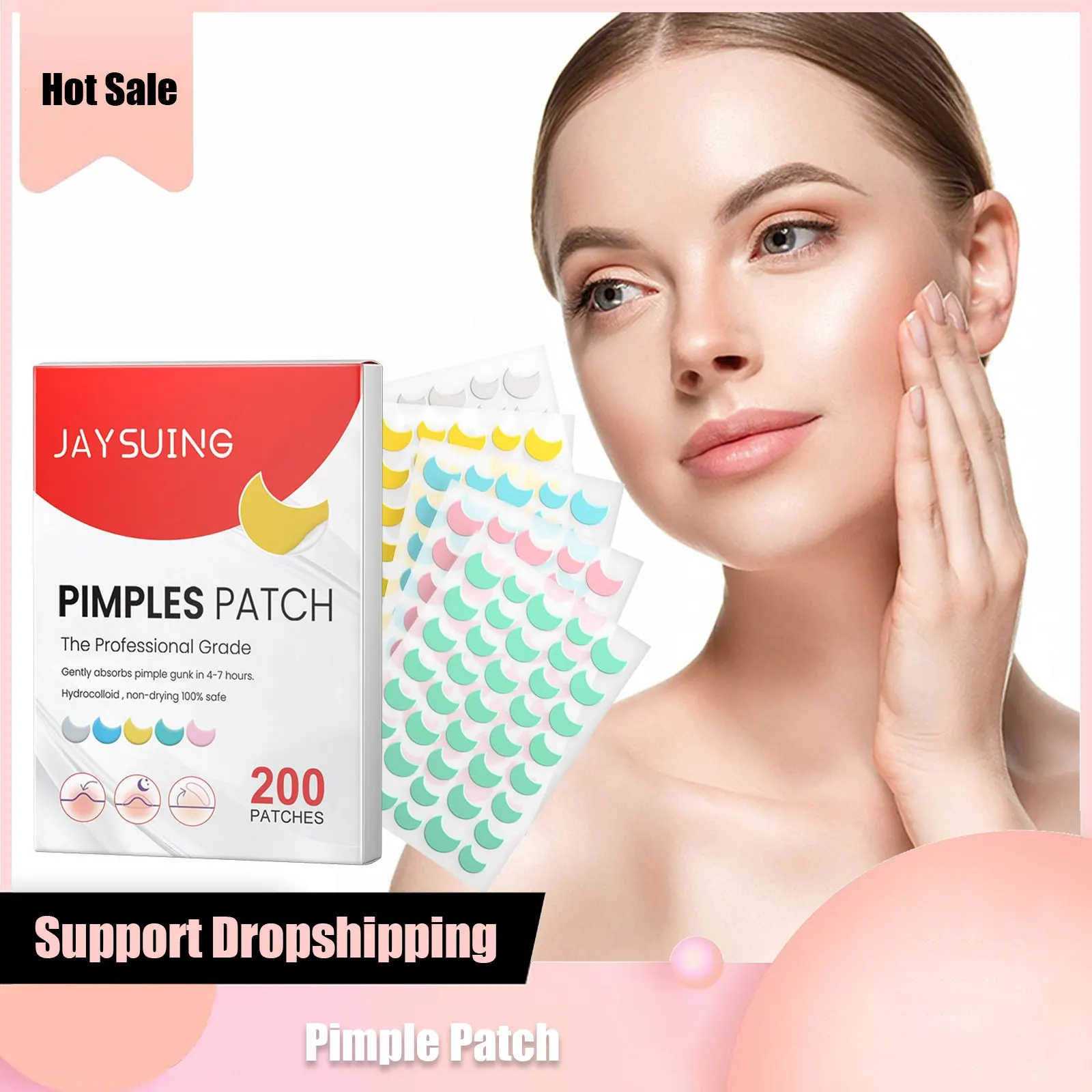 200PCS Colorful Pimple Patch Acne Treatment Sticker Healing Absorbing Spot Waterproof Pimple Cover Hidden Hydrocolloid Zit Patch