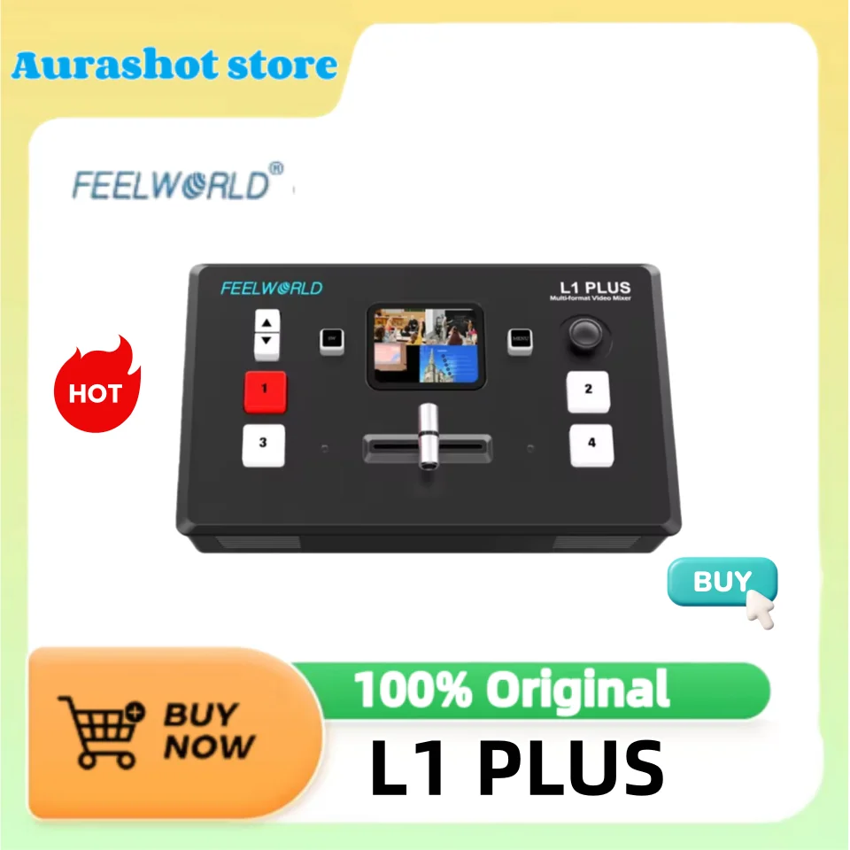 Mezclador de Video Multicámara FEELWORLD L1 PLUS, Pantalla Táctil de 2 Pulgadas, Chroma Key, 4 Entradas HDMI 2.0, Salida USB 3.0, Transmisión en Vivo