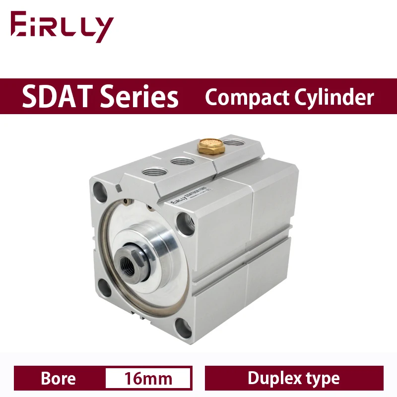 

SDAT16 series Duplex type Double acting pneumatic compact air cylinder 16 mm bore to 5 10 15 20 25 30 35 40 45 50 mm strok