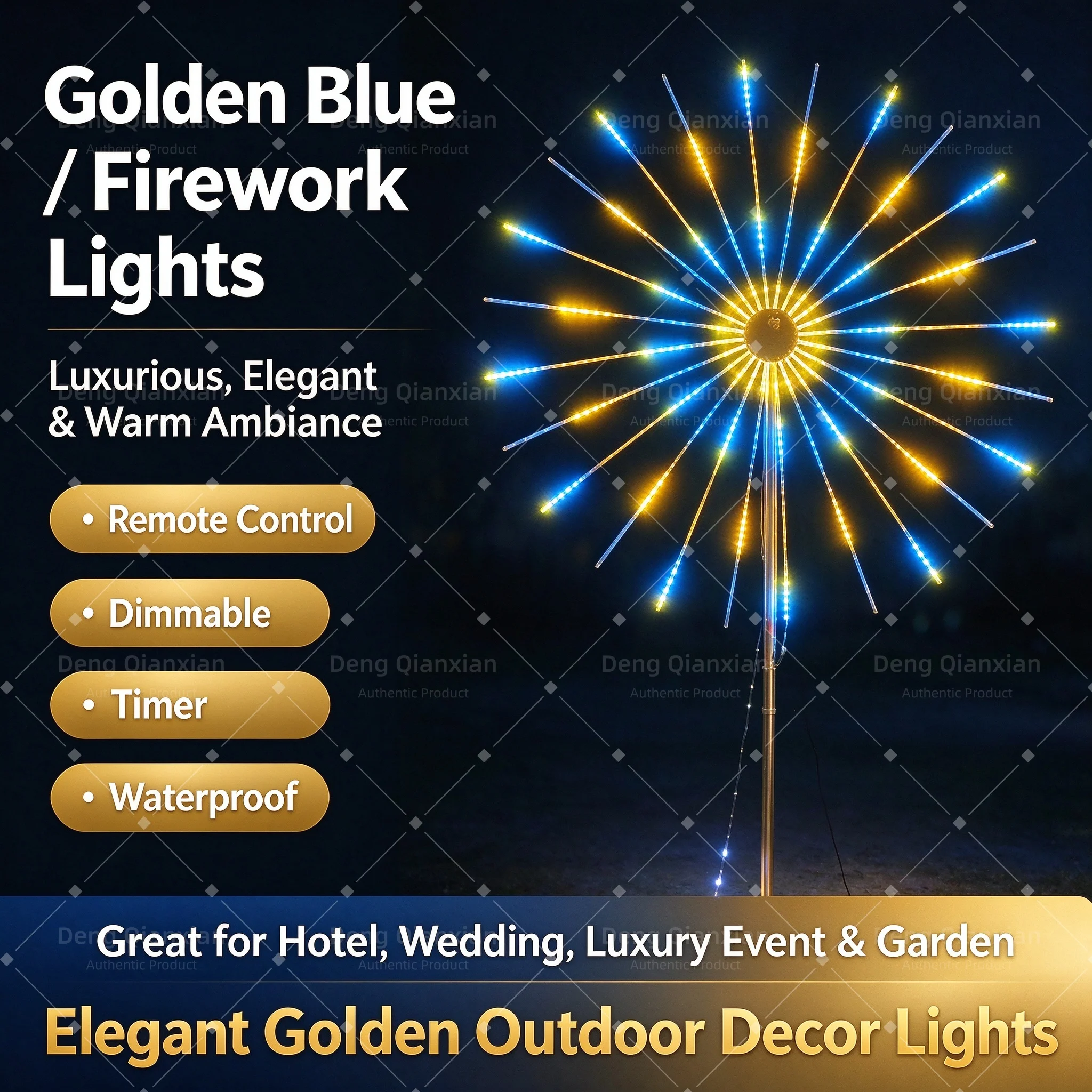 Bluetooth Firework Lights APP Control, Programmable RGB Color Changing, Waterproof Outdoor Garden Courtyard String Lights