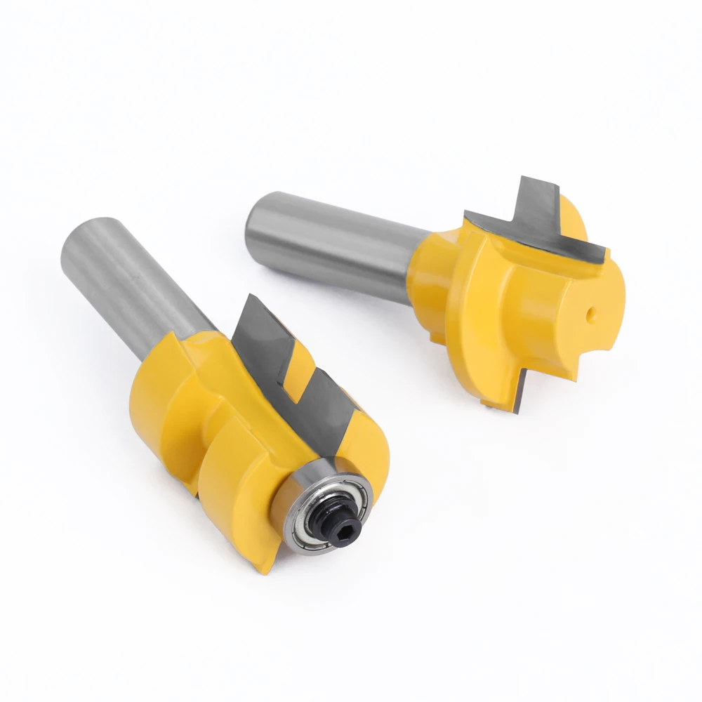 LA VIE 2 Chiếc 12Mm 1/2 Vỏ T-Khe Cắm Vòng Bi Vuông Răng Tenon Bit Dao Phay Khắc Router bit Bộ Cho Chế Biến Gỗ
