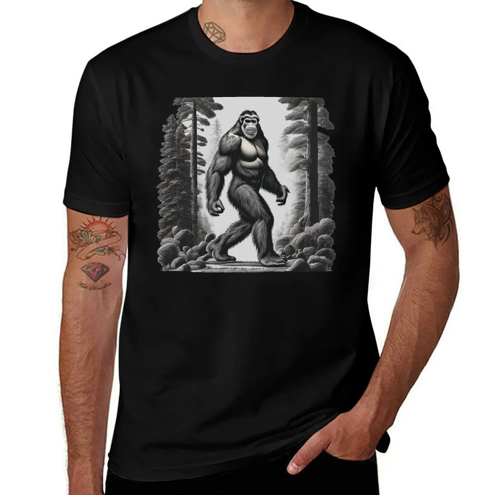 Bigfoot Stroll T-Shirt blacks summer top fruit of the loom mens t shirts