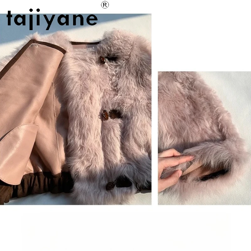 TAJIYANE 100 % natürliche toskanische Wolle Schaffell doppelseitigen Pelzmantel Frau High-End kurze echte Pelzjacke Winterkleidung 2025 Nguy