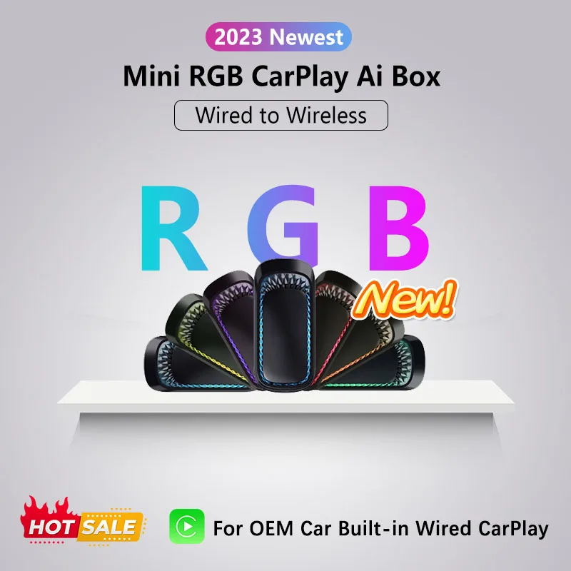 

New RGB Mini CarPlay AI Box for Apple Carplay Wireless Adapter Car OEM Wired CarPlay To Wireless USB Dongle Plug and Play