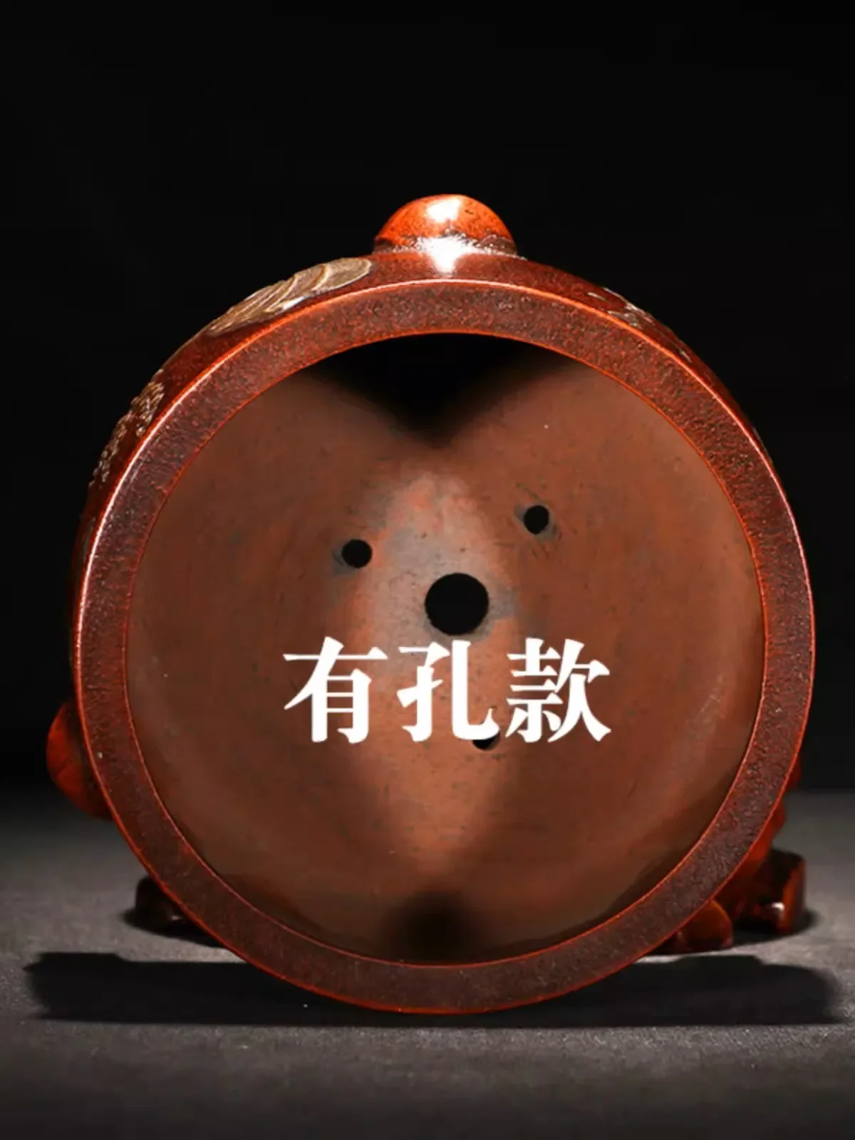 yesPurple Sand Round Circle Bonsai Pot,Small Vase,Tradition Chinese Handmade Painting,Home Office Desk Table Garden Decoration