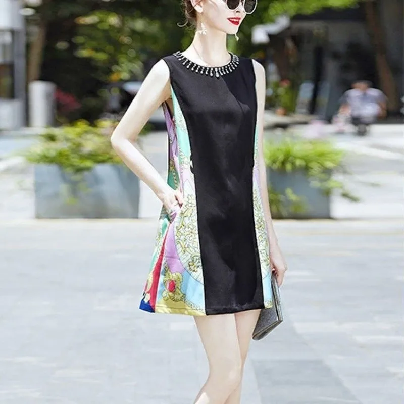 

Streetwear Printing Womens Dress Clothes Female Fashion Luxury Hip Skirt Sleeveless Lady A-line Summer Loose O-neck Sexy Dresses