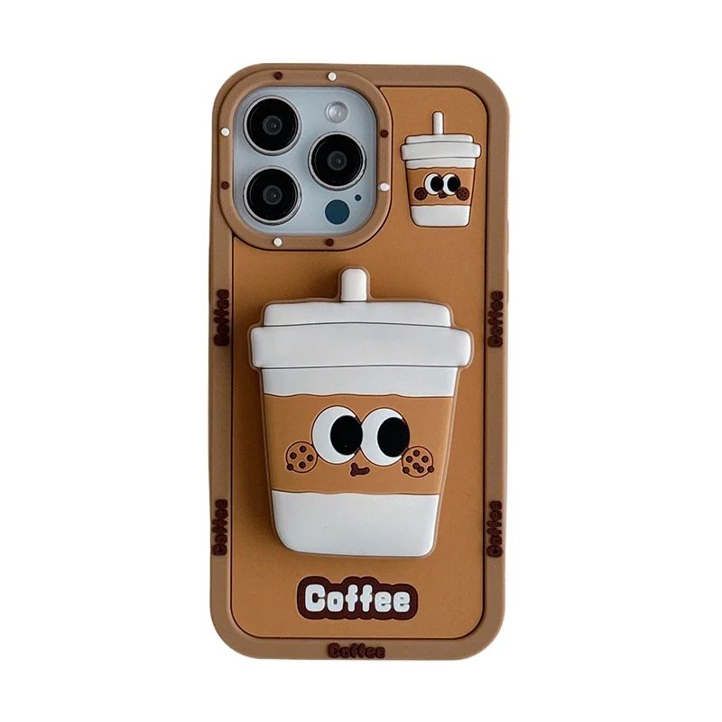 Coffee Iphone 12 Mini Silicone Case Amazon Funny 3D Coffee Cup Folding  Holder Stand Case For IPhone 16 Pro