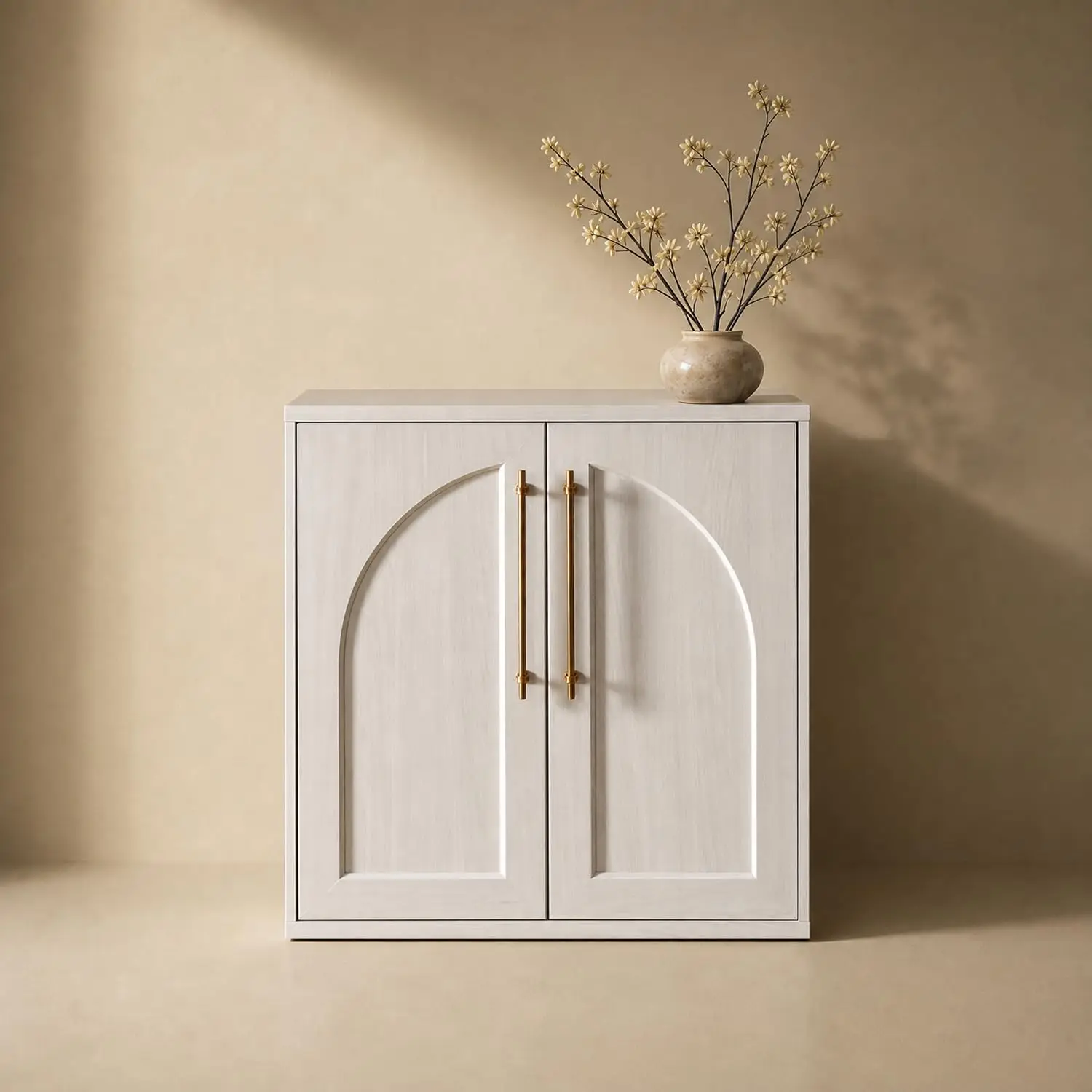 Arched Storage Cabinet & Sideboard with Pantry Function, White Oak Single Door, Customized