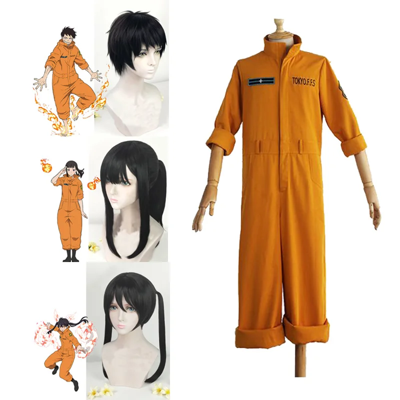 

Shinra Kusakabe Cosplay Costume Enn Enn No Shouboutai Fire Force Jumpsuit Maki Oze Cosplay Wig Kotatsu Tamaki Fire Service