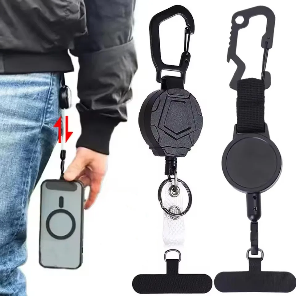 Cordão Retrátil Reforçado Antifurto para Celular com Clipe de Cinto - Suporte de Segurança para Smartphone em Viagem