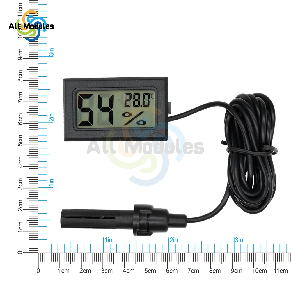 Mini Digital LCD Indoor Convenient Temperature Sensor Humidity Meter Black White Thermometer Hygrometer Gauge with Sensor Probe