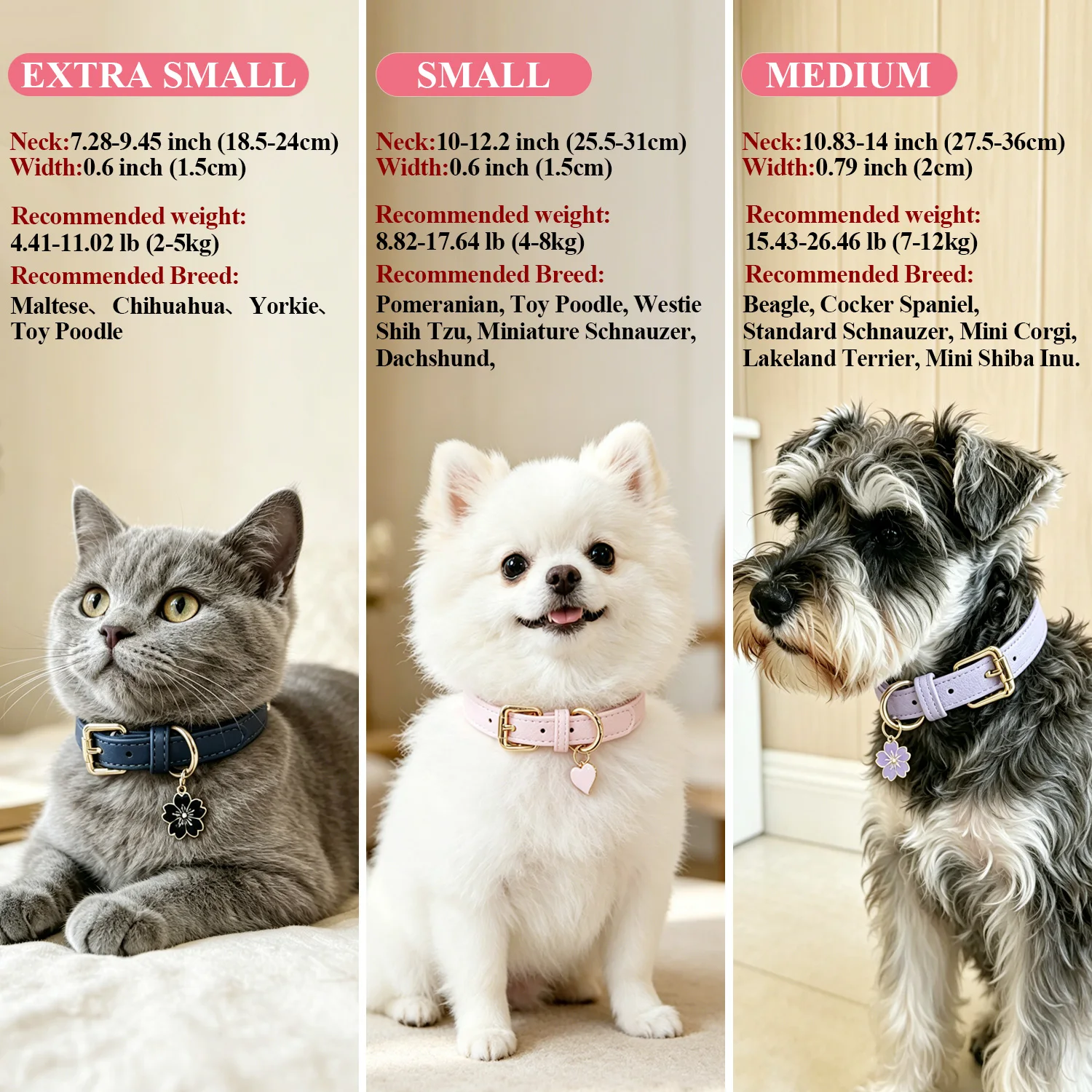 Personalisiertes Hundehalsband aus PU-Leder, kostenlos mit individuellem Hundennamen, Haustierhalsband mit niedlichem Anhänger, weich, für kleine und mittelgroße Hunde und Katzen – Detail 1