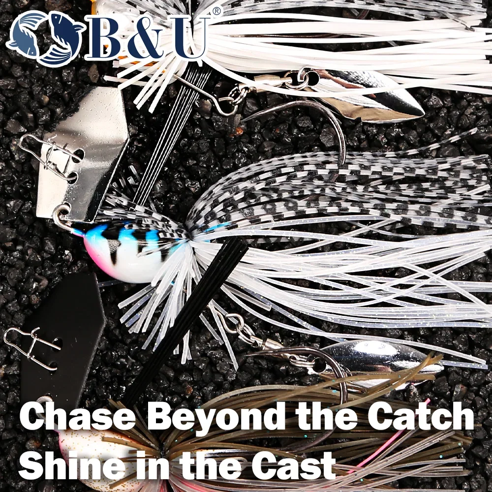 B&U Vibration Chatterbait Bladed Jig Needle Spinner Stinger Hook Wire Power Bait Pike Bass Jig Angelköder – Detail 3