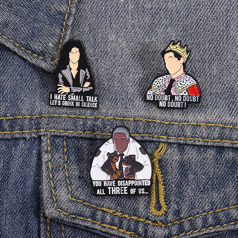 Ridiculous Slogans Character Brooches Disappointed Trio No Doubt Tired of Chatting Fun Badges Personality Versatile Accessories
