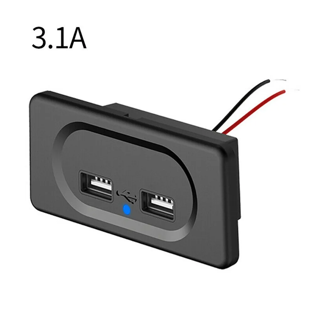 Salida de cargador de coche, puertos de salida USB Dual, enchufes de alimentación, 3.1A, piezas de repuesto de carga, accesorios para Camper Van, RV, caravana, autocaravana