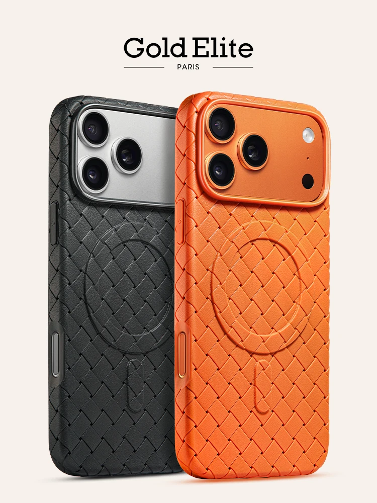 

For IPhone 17 Air 16 15 14 13 12 11 Pro Max Plus for Magsafe Magnetic Breathable Cooling Business Sle Case Woven Grid Back Cover