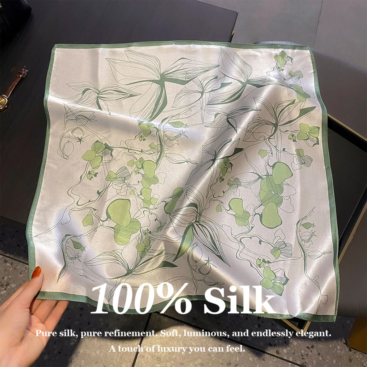 

Fashion 100% Mulberry Silk Scarf Women 53x53cm Square Head Scarf Luxury Hair Bandana Small Neck Scarf Foulard Female Shawl Gifts