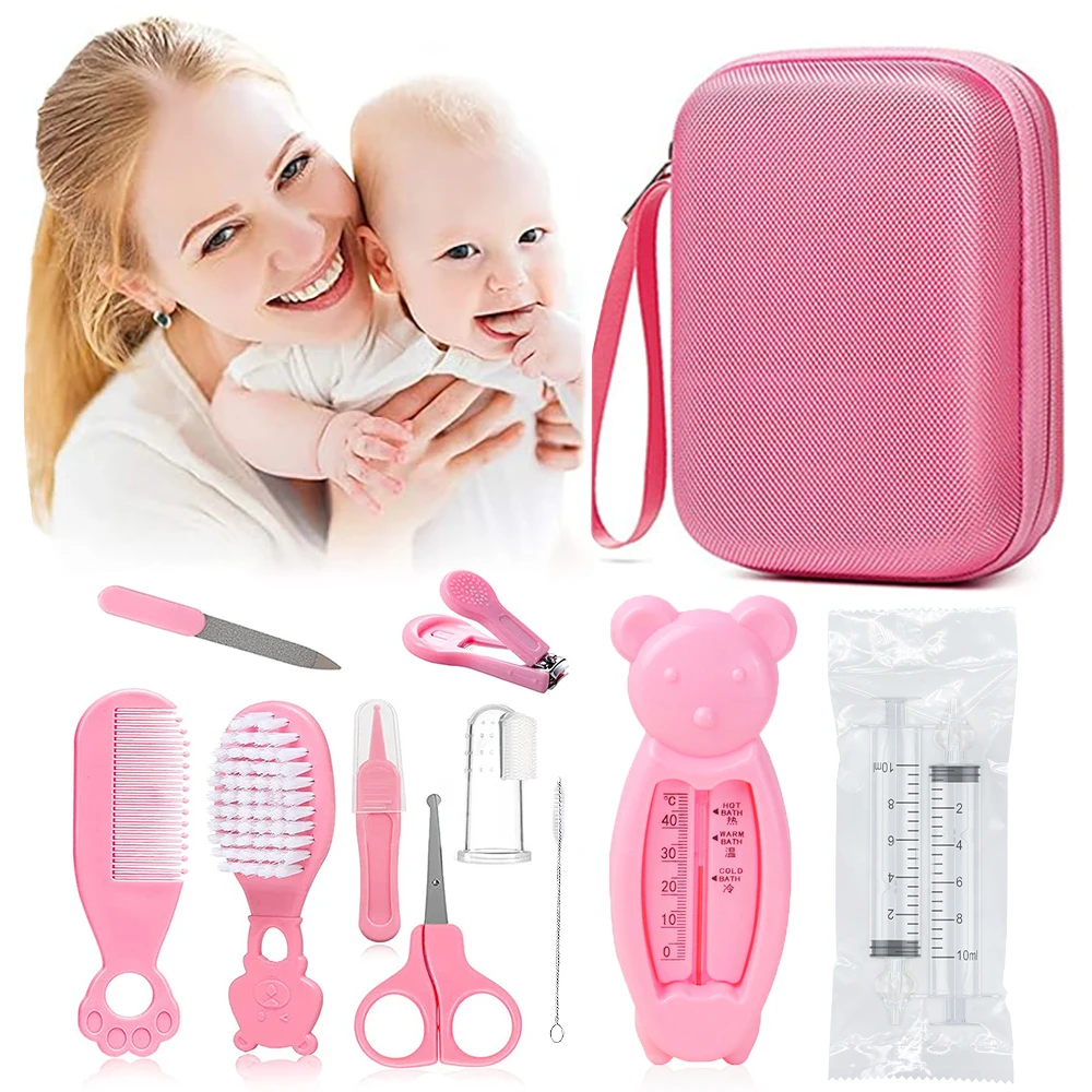 AnGku Baby Grooming and Health Kit 11 in 1 Safety Care Set with Hair Brush, Nasal Aspirators and More for Newborn Infant Toddler