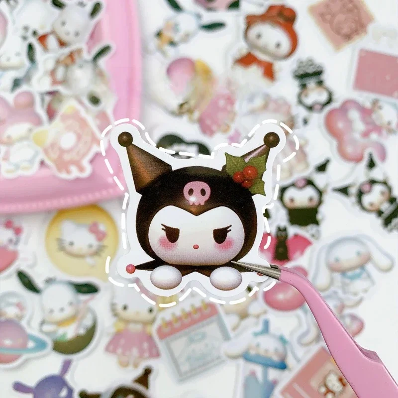 50 шт. наклейки Sanrio, милые декоративные наклейки Kuromi Cinnamoroll для мобильного телефона, холодильник, чашка для воды, наклейки для багажа, оптовая продажа