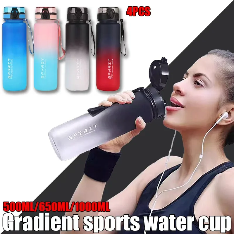 

1L Large Capacity Sports Water Bottle - Leak Proof Colorful Plastic Cup for Outdoor Travel Gym Fitness Portable and Durable