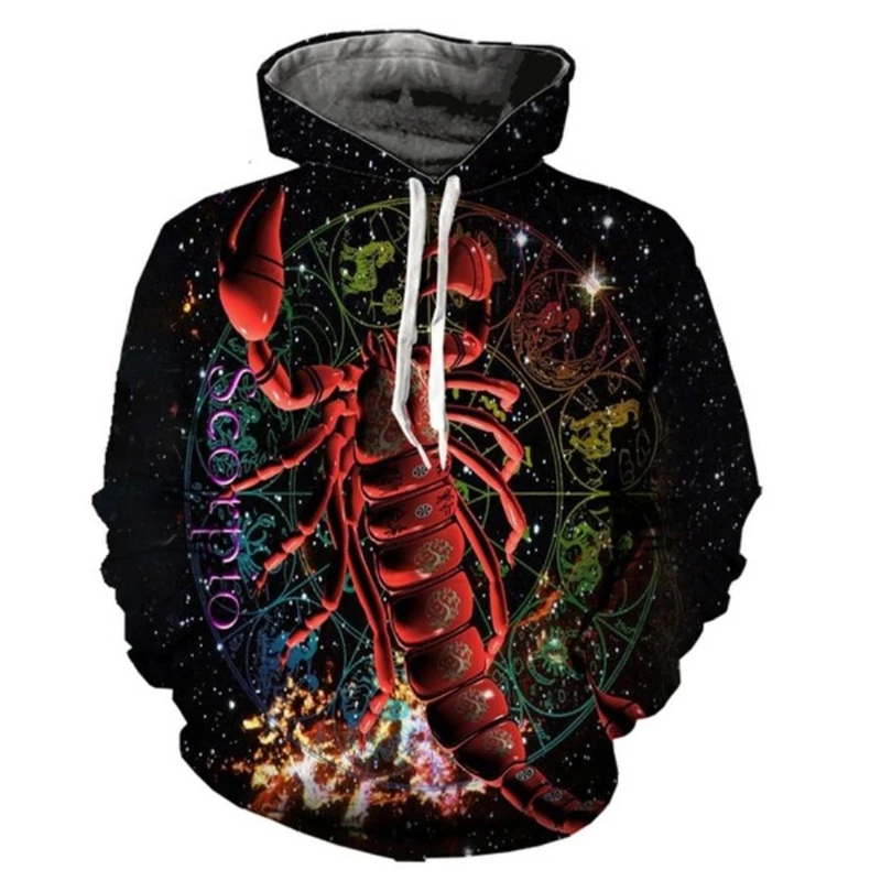 Scorpio 3D Printed Men's Sweatshirt Street Personality Casual Hoodie Long Sleeve Autumn 2024 Novelty Fashion Sweatshirts Clothes