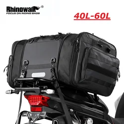 Rhinowalk Waterproof 40L-60L Motorcycle Tail Bag Multifunction Motorcycle Rear Seat Bag High Capacity Motorcycle Bag Raincover