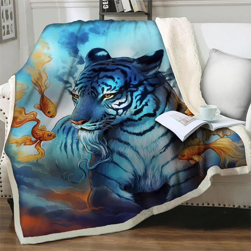 

Magical Animal Tiger Blanket 3D Full Printed Soft Warm Plush Throw Blankets Suitable for Beds Sofa Travel Picnic Quilt Nap Cover