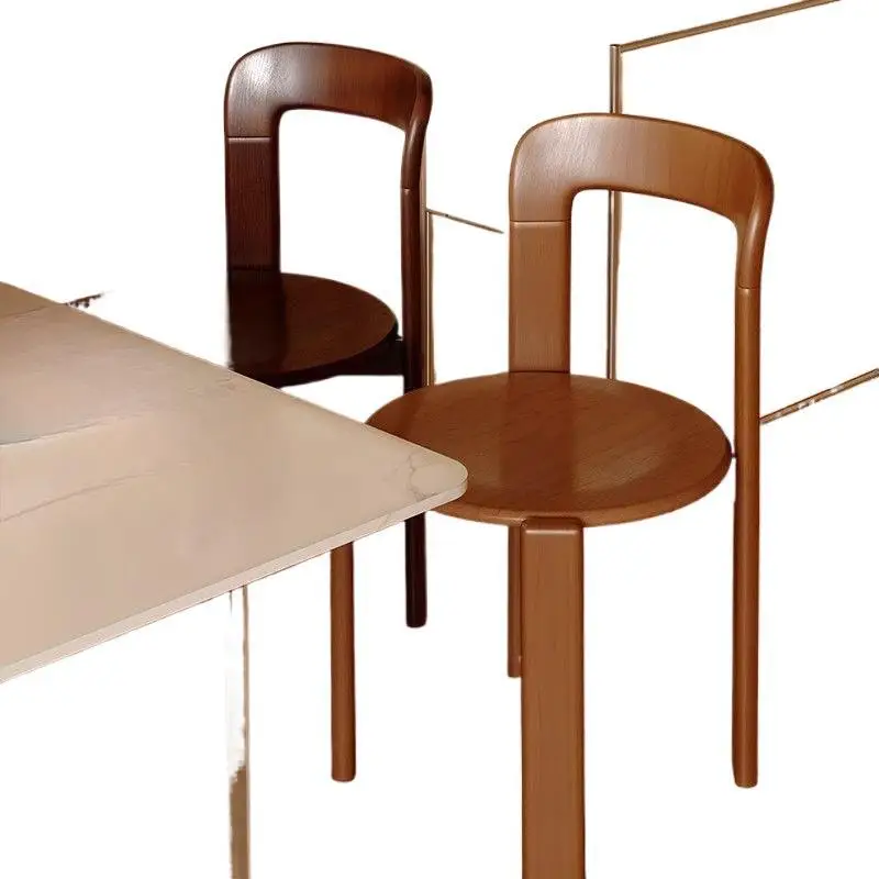 Designer medieval color cute round chair simple meeting chair back chair household solid wood dining